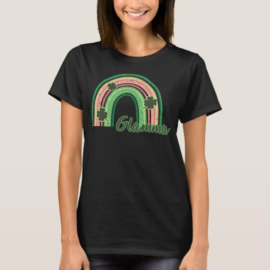 Retro St Patrick s day Glamma  Rainbow Shamrock Pa T-Shirt (Vorderseite)
