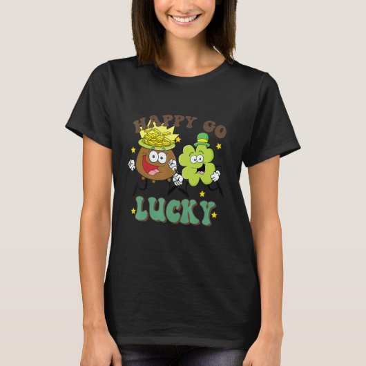 Retro St Patrick's Day Happy Go Lucky Pot Of Gold  T-Shirt (Vorderseite)