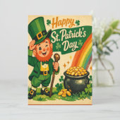 Retro St. Patrick's Day Karte (Stehend Vorderseite)