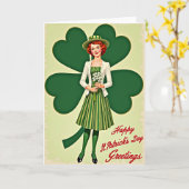 Retro St. Patrick's Day Karte (Gelbe Blume)