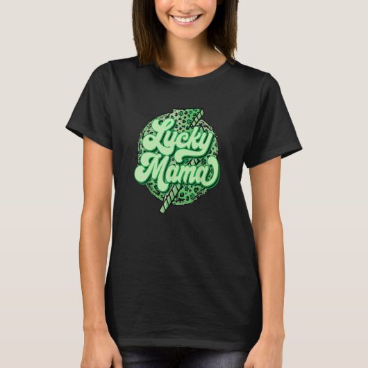 Retro St Patricks Day Lucky Mama Shamrock Lightnin T-Shirt (Vorderseite)