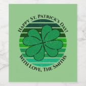 Retro St. Patrick's Day Name Irish 4 Leaf Clover Weinetikett (Einzelnes Label)