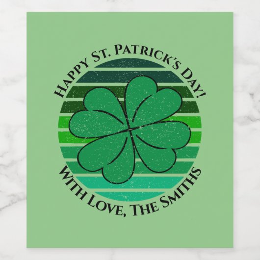 Retro St. Patrick's Day Name Irish 4 Leaf Clover Weinetikett (Einzelnes Label)