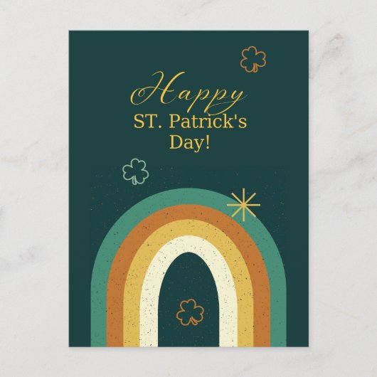 Retro St. Patrick's Day Rainbow Postkarte (Vorderseite)