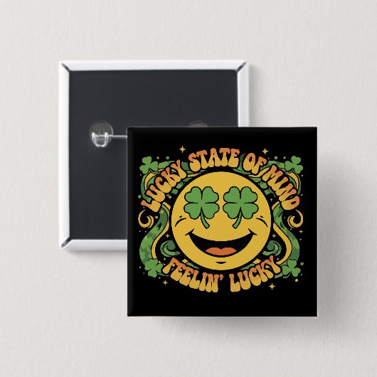 Retro St. Patrick's Day Smiley Gesicht Glücklicher Button (Vorne & Hinten)