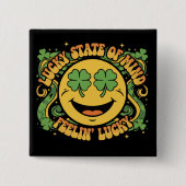 Retro St. Patrick's Day Smiley Gesicht Glücklicher Button (Vorderseite)