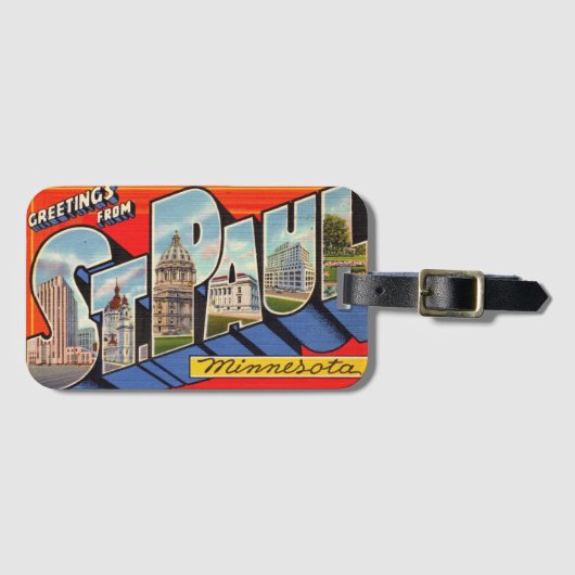 Retro St. Paul Minnesota Gepäckanhänger (Vorderseite (Horizontal))