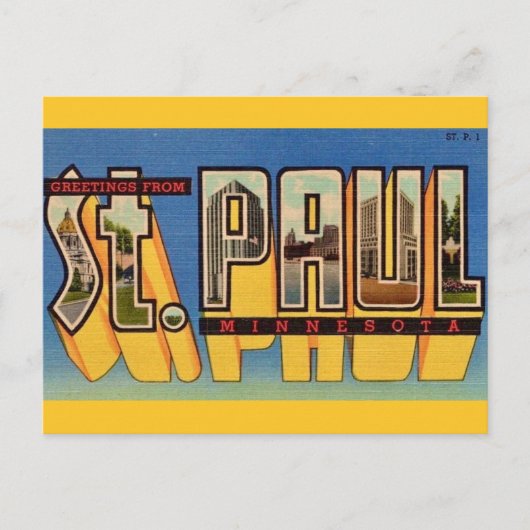 Retro St Paul Minnesota Grüße Postkarte (Vorderseite)