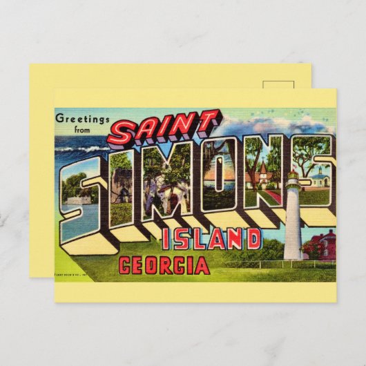 Retro St Simons Island Postkarte (Vorne/Hinten)