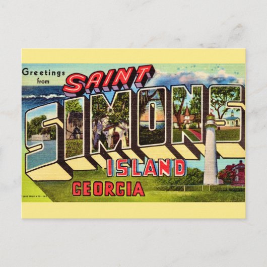 Retro St Simons Island Postkarte (Vorderseite)
