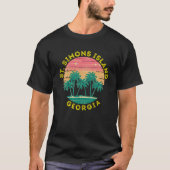 Retro St Simons Island Vacation Souvenir Palme Tre T-Shirt (Vorderseite)