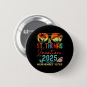 Retro St. Thomas Vacation 2025 Erinnerungen Matchi Button (Vorne & Hinten)