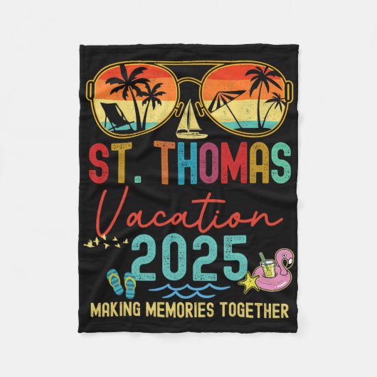 Retro St. Thomas Vacation 2025 Erinnerungen Matchi Fleecedecke (Vorderseite)