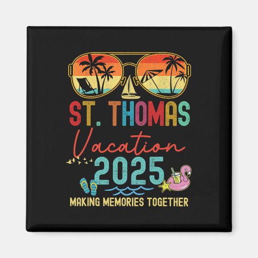 Retro St. Thomas Vacation 2025 Erinnerungen Matchi Magnet (Vorne)