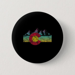 Retro-Staatsflagge Colorado Rocky Mountains Skifah Button
