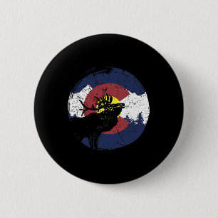 Retro-Staatsflagge Colorado Rocky Mountains Skifah Button