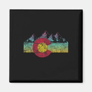 Retro-Staatsflagge Colorado Rocky Mountains Skifah Magnet
