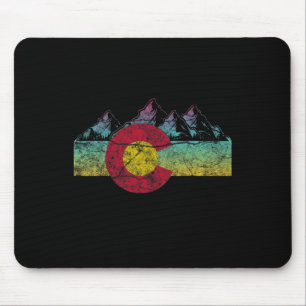 Retro-Staatsflagge Colorado Rocky Mountains Skifah Mousepad