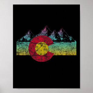 Retro-Staatsflagge Colorado Rocky Mountains Skifah Poster