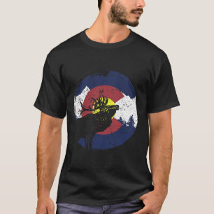 Retro-Staatsflagge Colorado Rocky Mountains Skifah T-Shirt