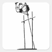 Retro Stabhochsprung Quadratischer Aufkleber (Vorderseite)
