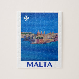 RETRO Stadt PLAKAT Maltas Valletta von KnightsII Puzzle