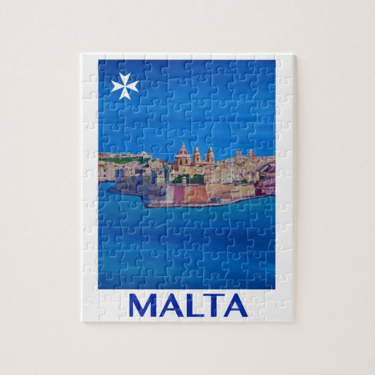 RETRO Stadt PLAKAT Maltas Valletta von KnightsII Puzzle (Vertikal)