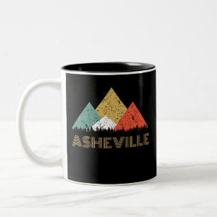 Retro Stadt von Asheville-Berg Zweifarbige Tasse