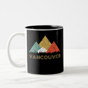 Retro Stadt von Vancouver-Berg Zweifarbige Tasse