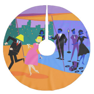 Retro städtischer polyester weihnachtsbaumdecke