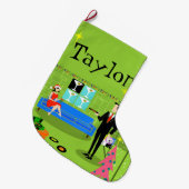 Retro städtischer Weihnachtspaar-WeihnachtsStrumpf Großer Weihnachtsstrumpf (Vorderansicht (hängend))