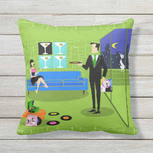 Retro-städtisches Cartoon-Paar Outdoor-Kissen Kissen Für Draußen