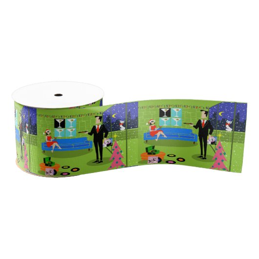 Retro städtisches Weihnachtspaar-Band Ripsband (Spule)