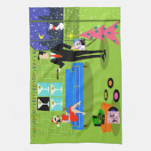 Retro städtisches Weihnachtspaar-Geschirrtuch Handtuch (Vertikal)