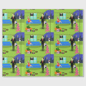 Retro städtisches Weihnachtspaar-Packpapier Geschenkpapier (Flach)