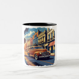 Retro-Stadtstraßenszene Zweifarbige Tasse