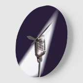 Retro Stage Microphone Große Wanduhr (Winkel)