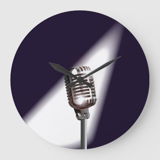 Retro Stage Microphone Große Wanduhr (Vorderseite)