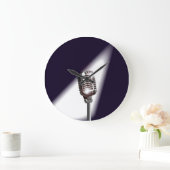 Retro Stage Microphone Große Wanduhr (Zuhause)