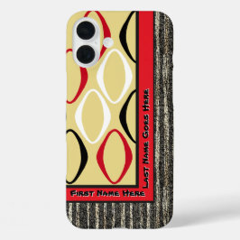 Retro-Stamm in Custard, Red, Black (Personalisiert iPhone 16 Plus Hülle