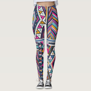 Retro-Stammes, Vintages geometrisches Muster. Leggings