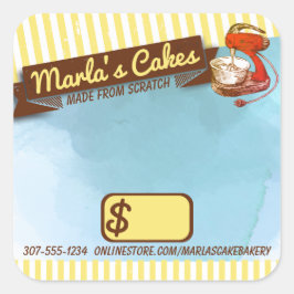 Retro Stand Mixer Kuchen Backwaren Preis quadratis Quadratischer Aufkleber