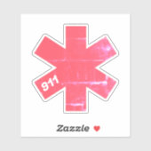 Retro Star of Life EMS 911 Aufkleber (Blatt)