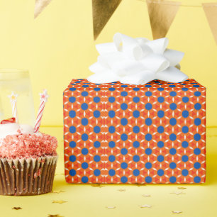 Retro Star Round Blume Orange Blue Geschenkpapier