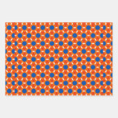 Retro Star Round Blume Orange Blue Geschenkpapier Set (Vorderseite)