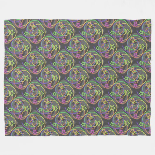 Retro Star Scribble Swirl Fleece Blanket (Vorderseite (Horizontal))