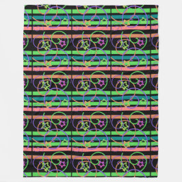 Retro Star Stripe Swirl Fleece Blanket