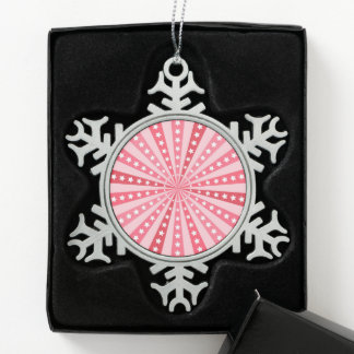 Retro Starburst Background - Red Schneeflocken Zinn-Ornament