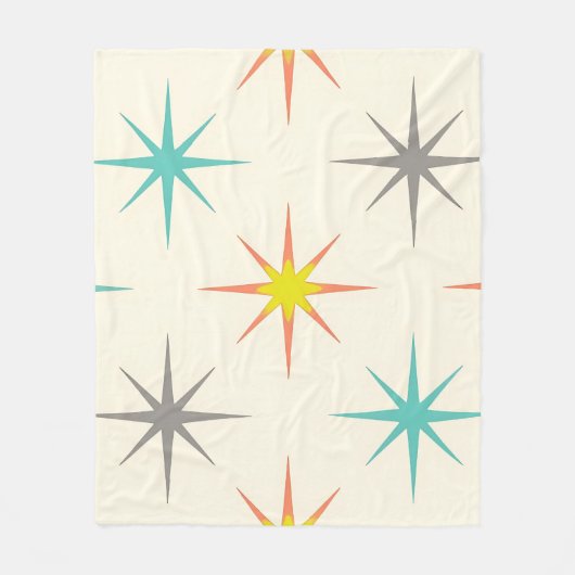Retro Starburst Mid-Century Pattern Fleecedecke (Vorderseite)