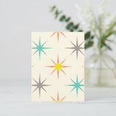 Retro Starburst Mid-Century Pattern Postkarte (Stehend Vorderseite)